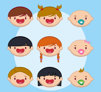 9 Cute Baby Bild Vektor-Material
