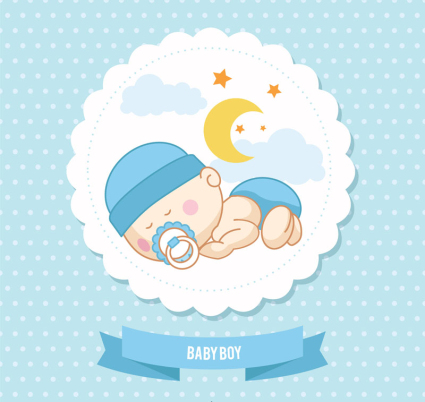 Cute Baby Grußkarte Tag Vektor Material