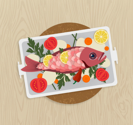 Leckere Fischgerichte Vektor-Material