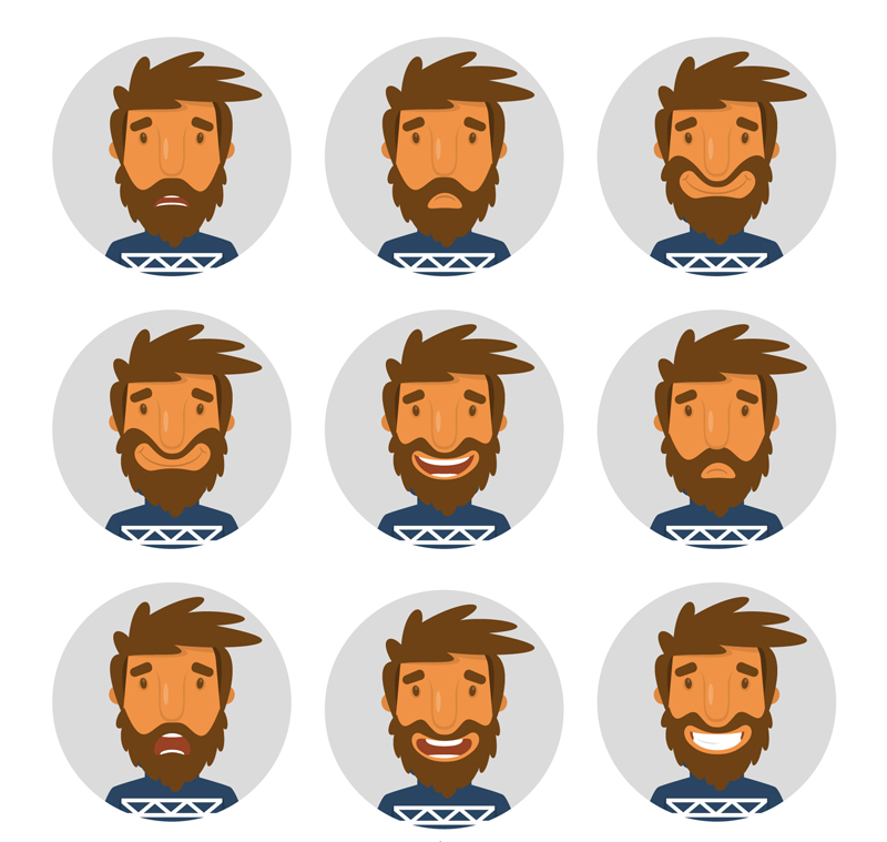 9 Kreative Man Expressionsvektor Material Avatar