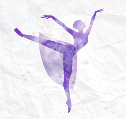 Lila Aquarell Tänzerin Silhouette Vektor-Material