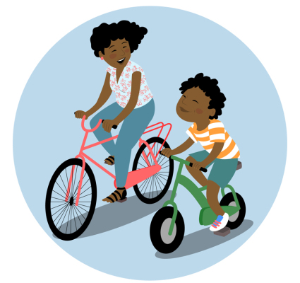 Menschen, Fahrräder, Fahrradfahren , Mutter, Kind, Sohn, Vektor