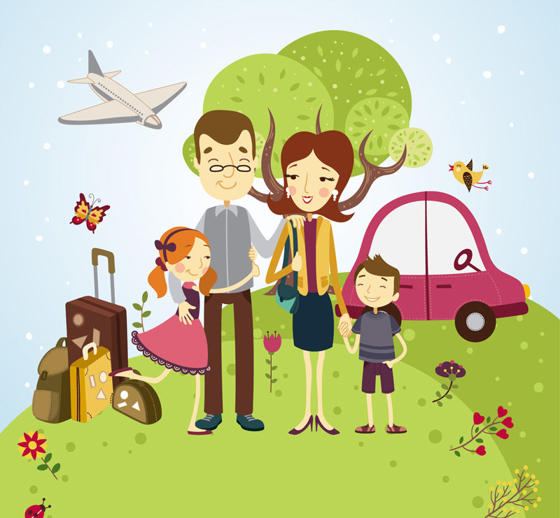 Urlaub Vektor Familie von vier