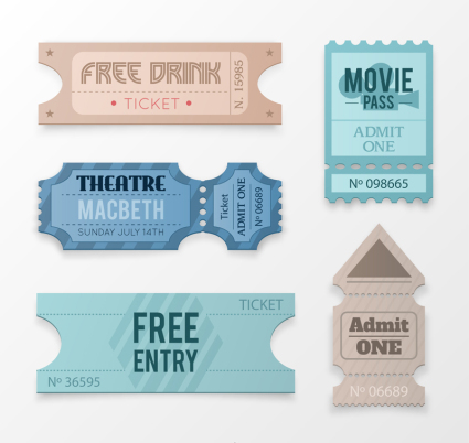 5 Tickets Farbgestaltung Vektor Material