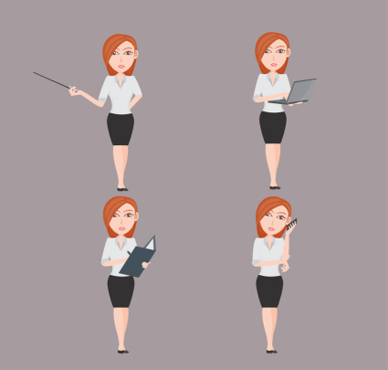 4 Business Women Design Vektor-Material