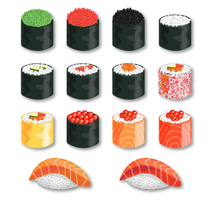 14 köstliche Sushi Vektor-Material