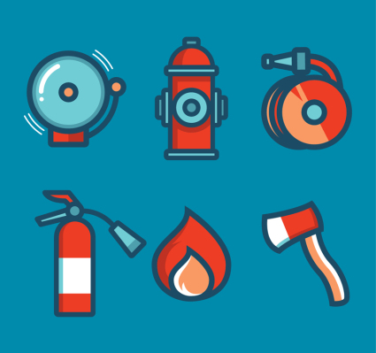 6 Feuerrot Thema Symbol Vektor-Material