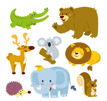 9 niedlichen Cartoon Tiere Vektor-Design