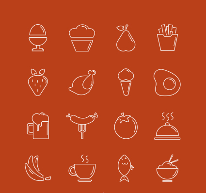 16 Modelle von der kreativen Nahrungsmittel-Symbol Vektor-Material