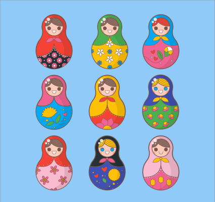 9 russische Puppe Design-Vektor