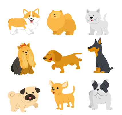 9 niedliche Haustier Hund Vektor Material