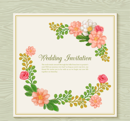 Aquarell-Blumenhochzeits -Einladung Vector