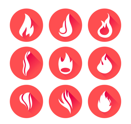 9 Kreis Flamme Symbol Vektor-Material