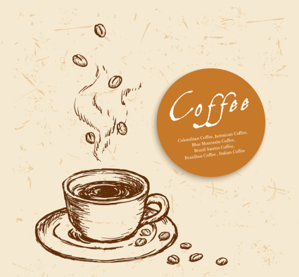 Handbemalte Gourmet-Kaffee-Vektor-Material