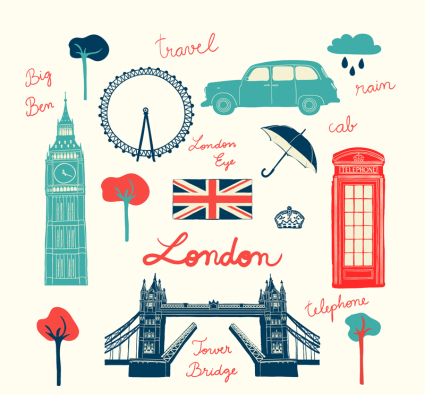 Ziffer 10 London Reise Element Vektor Material