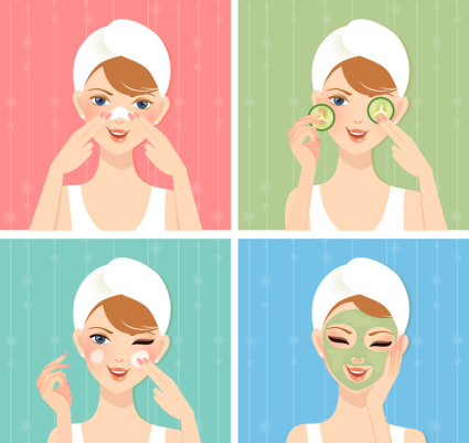 4 Beauty Frau Design Vektor-Material