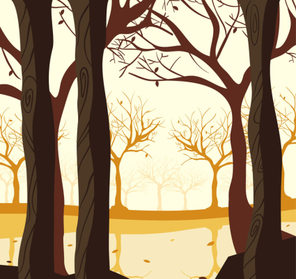 Kreative Herbst Wald Vektor-Illustration Tutorial