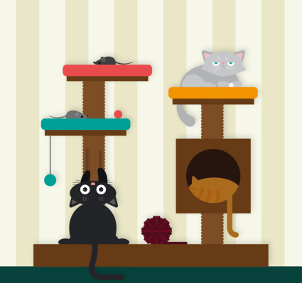 Cartoon Katze und die Katze Kletterger¨¹st Vektor-Material