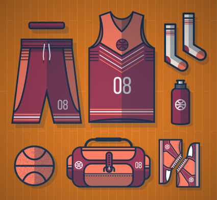 Sieben Basketball Lieferungen Vektor Material