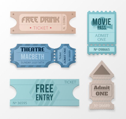 5 Tickets kreative Design-Vektor-Material