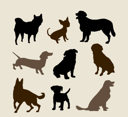 9 Hund Silhouetten Vektor Material
