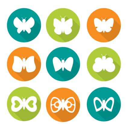 9 kreisförmige Symbol Vektor-Material Schmetterling
