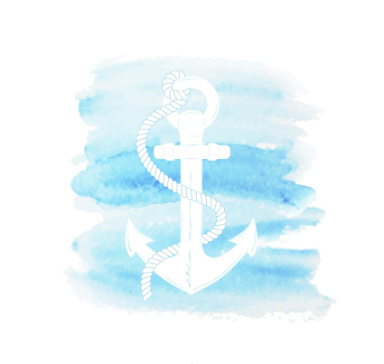 Aquarell blauen Anker Vektor-Material