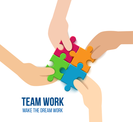 Kreativ-Team Puzzle-Vektor-Illustration Tutorial