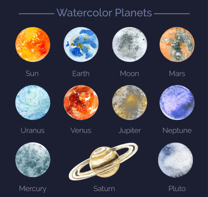 11 Modelle gemalt Wasserplaneten Vektor-Material
