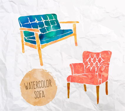 Zwei Absatz Wasser gefärbt Sofa Design Vektor-Material