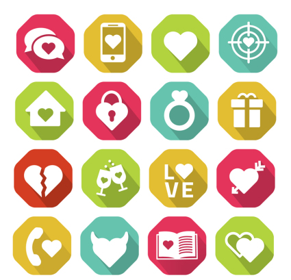 16 Modelle Liebe Element Vektor Material Symbol