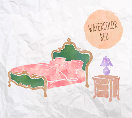 Wasserbetten und Nachttische gemalt Vektor-Material