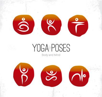 6 Yoga-Haltung Logo Vektor Material
