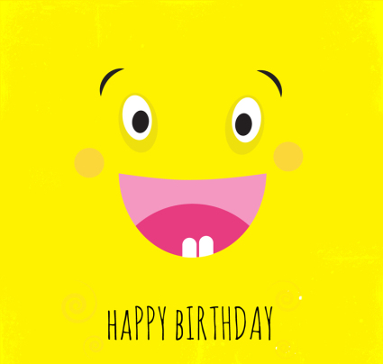 Cute Cartoon-Smiley Geburtstagskarte Vektor