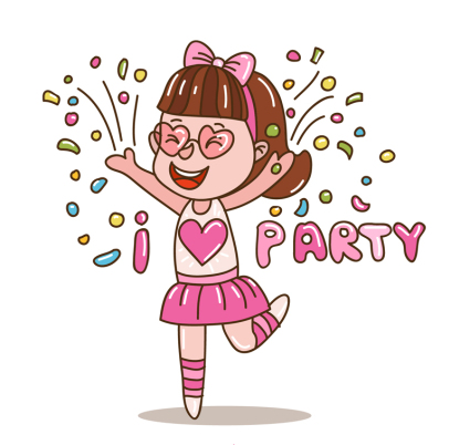 Nette Partygirl Vektor-Material