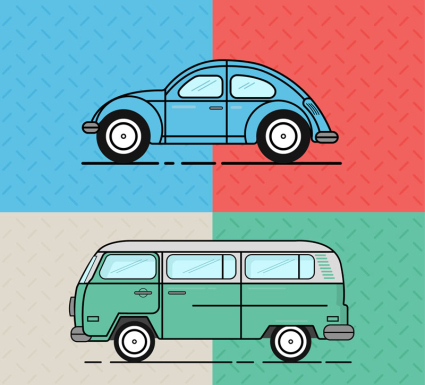 2 Cartoon Retro-Vektor-Design-Vektor-Material