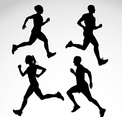 4 Laufsilhouettenfiguren Vektor Material