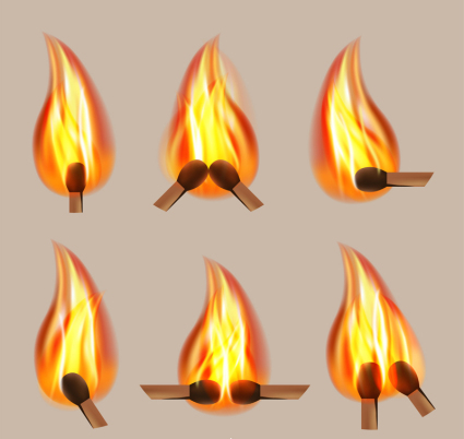 6 lit Match-Kopf-Vektor-Material