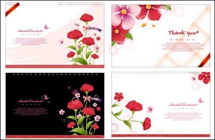 Flowers card template Vektor Material
