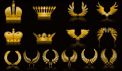 Goldenen Flgeln Weizen Krone Vektor Material