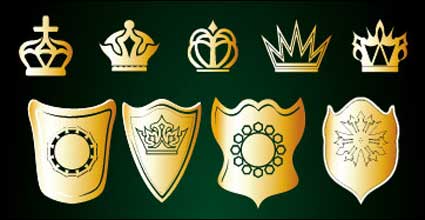 Goldene Krone und Schild Vektor Material