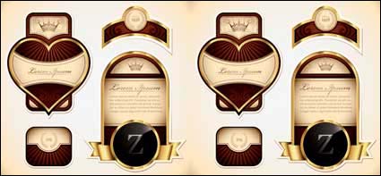 Etiketten auf Weinflaschen-Gold Umrandete Vector