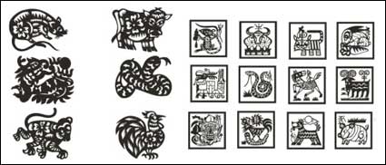 Zodiac aus Papier geschnittenen Vektor Material (4)