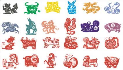 Zodiac aus Papier geschnittenen Vektor Material (1)