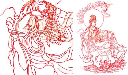 Bodhisattva Guanyin Strichzeichnung Vektor-Material