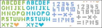 Pixel-Stil Buchstaben und Zahlen Vektor Material