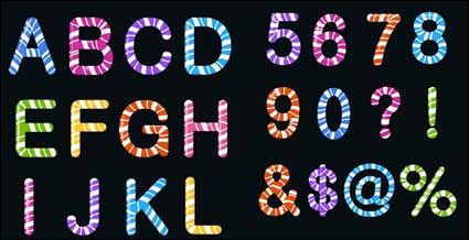 Candy farbigen Buchstaben und Zahlen Vektor Material