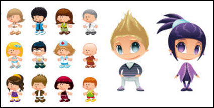 Cute Zeichentrickfiguren Vektor Material
