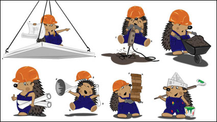 Lovely Igel Builder vector cartoon