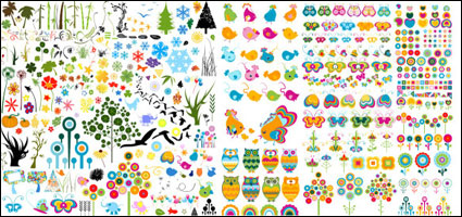 Cute Tiere und Pflanzen Vektor Material